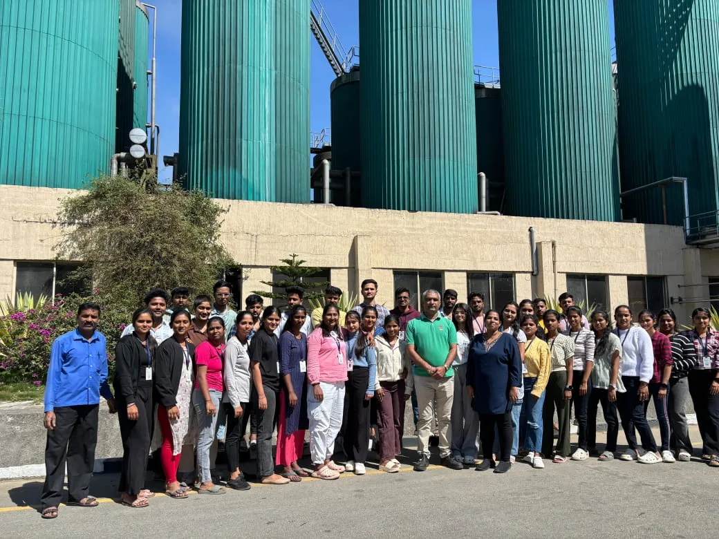 Students of HRIHE Hassan at an industrial visit organized during the BFSI training program